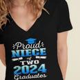 Proud Niece Of Two 2024 Graduate Class 2024 Graduation Women's Jersey Short Sleeve Deep V-Neck Tshirt