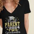 Proud Parent Of Two 2024 Graduate Class 2024 Graduation Women's Jersey Short Sleeve Deep V-Neck Tshirt