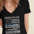 Proud Police Academy Survivor Graduation Women's Jersey Short Sleeve Deep V-Neck Tshirt