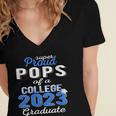 Proud Pops Of 2023 College Graduate Family 23 Graduation Women's Jersey Short Sleeve Deep V-Neck Tshirt
