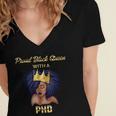 Proud Queen PhD Doctorate Degree Graduation T-Shirt Women's Jersey Short Sleeve Deep V-Neck Tshirt