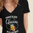 Proud Queen PhD Doctorate Degree Graduation Woman Girl Women's Jersey Short Sleeve Deep V-Neck Tshirt