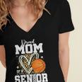 Proud Senior Mom Class Of 2026 Basketball Graduation Leopard Women's Jersey Short Sleeve Deep V-Neck Tshirt