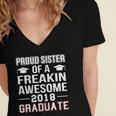 Proud Sister Of A 2018 Graduate Senior GraduationShirt Women's Jersey Short Sleeve Deep V-Neck Tshirt