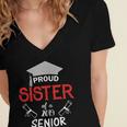 Proud Sister Of a 2019 Senior Graduation Family Women's Jersey Short Sleeve Deep V-Neck Tshirt