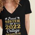 Proud Sister 2022 College Graduate Shirt Sibling Graduation Women's Jersey Short Sleeve Deep V-Neck Tshirt