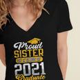 Proud Sister Of a Class Of 2021 Graduate Senior Graduation Women's Jersey Short Sleeve Deep V-Neck Tshirt