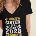 Proud Sister Of a Class Of 2025 Graduate Family Graduation Women's Jersey Short Sleeve Deep V-Neck Tshirt
