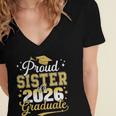 Proud Sister Of a Class Of 2026 Graduate Senior Graduation Women's Jersey Short Sleeve Deep V-Neck Tshirt