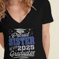 Proud Sister Of Two Class Of 2025 Graduates Twins Graduation Women's Jersey Short Sleeve Deep V-Neck Tshirt
