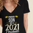 Proud Son Of A 2021 Graduate Graduation Clothes MBA PhD Women's Jersey Short Sleeve Deep V-Neck Tshirt