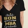 Proud Son Of 2023 Class MBA Graduate Family Graduation Women's Jersey Short Sleeve Deep V-Neck Tshirt