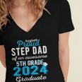 Proud Step Dad Of 5th Grade Graduate 2024 Family Graduation Women's Jersey Short Sleeve Deep V-Neck Tshirt