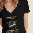 Proud Step Dad The Class Of 2019 Graduate Graduation Shirt Women's Jersey Short Sleeve Deep V-Neck Tshirt