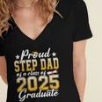 Proud Step Dad Of A Class Of 2025 Graduate Senior Graduation Women's Jersey Short Sleeve Deep V-Neck Tshirt