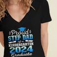 Proud Step Dad Of Kindergarten Graduate 2024 Graduation Step Women's Jersey Short Sleeve Deep V-Neck Tshirt