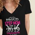 Proud Step Mom Of 2019 Graduate Class 2019 Tshirt Graduation Women's Jersey Short Sleeve Deep V-Neck Tshirt