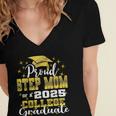 Proud Step Mom Of 2025 College Graduate Family 24 Graduation Women's Jersey Short Sleeve Deep V-Neck Tshirt
