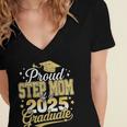Proud Step Mom Of A Class Of 2025 Graduate Senior Graduation Women's Jersey Short Sleeve Deep V-Neck Tshirt