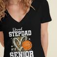 Proud Stepdad Of A 2026 Senior Basketball Graduation Leopard Women's Jersey Short Sleeve Deep V-Neck Tshirt