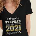 Proud Stepdad Class Of 2021 Graduate Senior 21 Graduation Women's Jersey Short Sleeve Deep V-Neck Tshirt