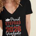 Proud Stepdad Of a Class Of 2026 Graduate For Graduation Women's Jersey Short Sleeve Deep V-Neck Tshirt