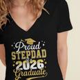 Proud Stepdad Of a Class Of 2026 Graduate Senior Graduation Women's Jersey Short Sleeve Deep V-Neck Tshirt