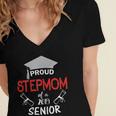 Proud Stepmom Of a 2019 Senior Graduation Family Women's Jersey Short Sleeve Deep V-Neck Tshirt
