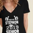 Proud Stepmom Of A 2019 Senior School Graduation Shirt Women's Jersey Short Sleeve Deep V-Neck Tshirt
