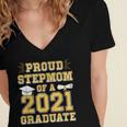 Proud Stepmom Of a 2021 Graduate School Graduation Party Women's Jersey Short Sleeve Deep V-Neck Tshirt