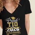 Proud TIO Of a Class Of 2026 Graduate Senior Graduation Women's Jersey Short Sleeve Deep V-Neck Tshirt