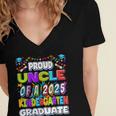 Proud UNCLE Of a 2025 Kindergarten Graduate Graduation Women's Jersey Short Sleeve Deep V-Neck Tshirt
