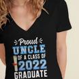 Proud Uncle Of A Class Of 2022 Graduate 22 Senior Graduation Women's Jersey Short Sleeve Deep V-Neck Tshirt