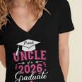 Proud Uncle Of a Class Of 2026 Graduate For Graduation Women's Jersey Short Sleeve Deep V-Neck Tshirt