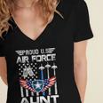 Proud US Air Force Aunt Flag Air Force Graduation Aunt Tee Women's Jersey Short Sleeve Deep V-Neck Tshirt