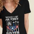 Proud US Air Force Sister Flag Air Force Graduation Sister Women's Jersey Short Sleeve Deep V-Neck Tshirt