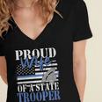 Proud Wife Of a State Trooper Police Officer Graduation Women's Jersey Short Sleeve Deep V-Neck Tshirt