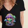 Psychedelic Alien Mushroom Nostalgia Groovy Vibe Hippie Women's Jersey Short Sleeve Deep V-Neck Tshirt Psychedelic Alien Mushroom Nostalgia Groovy Vibe Hippie Women's Jersey Short Sleeve Deep V-Neck Tshirt