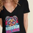 Puerto Rican Latina Social Worker MSW Masters Graduation Women's Jersey Short Sleeve Deep V-Neck Tshirt
