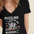 Puzzling Makes Me Feel Less Murdery Introvert Puzzle Cat Women's Jersey Short Sleeve Deep V-Neck Tshirt Puzzling Makes Me Feel Less Murdery Introvert Puzzle Cat Women's Jersey Short Sleeve Deep V-Neck Tshirt