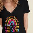 Rainbow Last Day Of 2nd Grade Teacher Student Graduation For Men Women Kids Women's Jersey Short Sleeve Deep V-Neck Tshirt