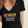 Rainbow LGBT Pride Senior 2023 Graduation Women's Jersey Short Sleeve Deep V-Neck Tshirt