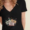 Raised On 90's Country Music Lover Nostalgia Retro Vibe Women's Jersey Short Sleeve Deep V-Neck Tshirt