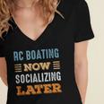 RC Boating Now Minimal Socializing Introvert Vintage Women's Jersey Short Sleeve Deep V-Neck Tshirt