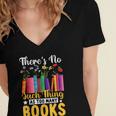 There's No Such Thing As Too Many Books Women's Jersey Short Sleeve Deep V-Neck Tshirt