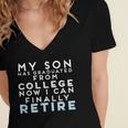 Now I Can Retire Son College Graduation Retirement Women's Jersey Short Sleeve Deep V-Neck Tshirt