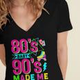 Retro 1980s 80's Baby 1990s 90's Made Me Nostalgia Vibes Women's Jersey Short Sleeve Deep V-Neck Tshirt