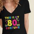 Retro 80's Costume 80s Nostalgia Party Women's Jersey Short Sleeve Deep V-Neck Tshirt