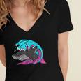 Retro 80s Shark Whale Diving Nostalgia Shark Party Women's Jersey Short Sleeve Deep V-Neck Tshirt Retro 80s Shark Whale Diving Nostalgia Shark Party Women's Jersey Short Sleeve Deep V-Neck Tshirt
