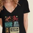 Retro Cassette 70s 80s 90s Music Vintage Party Nostalgia Women's Jersey Short Sleeve Deep V-Neck Tshirt